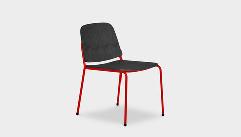 reddie-raw dining chair 49W x 49D x 80H *cm / Wood Veneer~Black / Metal~Red Kami Stackable Dining Chair