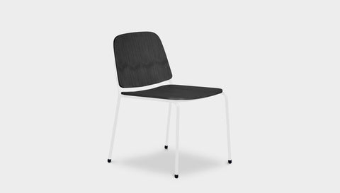 reddie-raw dining chair 49W x 49D x 80H *cm / Wood Veneer~Black / Metal~White Kami Stackable Dining Chair