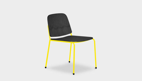 reddie-raw dining chair 49W x 49D x 80H *cm / Wood Veneer~Black / Metal~Yellow Kami Stackable Dining Chair