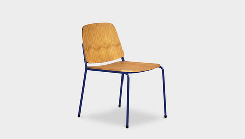 reddie-raw dining chair 49W x 49D x 80H *cm / Wood Veneer~Oak / Metal~Navy Kami Stackable Dining Chair
