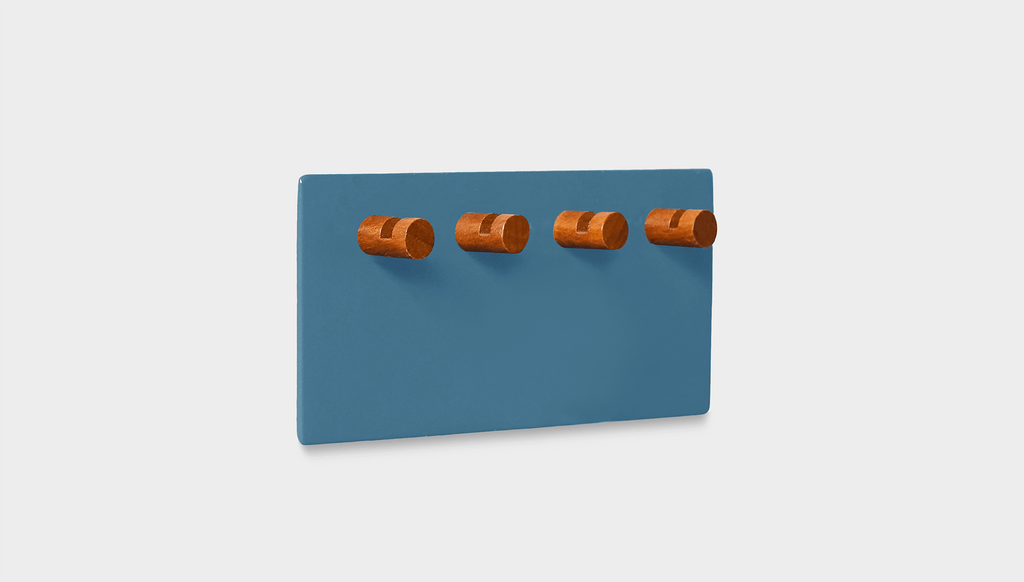 reddie-raw key holder 18W x 1D x 8H *cm / Wood Teak~Natural / Metal~Blue Andi Wall Key Holder