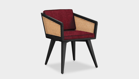 reddie-raw lounge chair 57W x 58D x 76H *cm / Wood Teak~Black / Fabric~Magma_Merlot Jay Rattan Chair