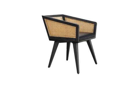 reddie-raw lounge chair 57W x 58D x 76H *cm / Wood Teak~Black / Leather~Black Jay Rattan Chair*