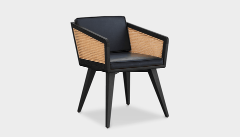 reddie-raw lounge chair 57W x 58D x 76H *cm / Wood Teak~Black / Leather~Black Jay Rattan Chair