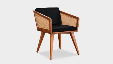 reddie-raw lounge chair 57W x 58D x 76H *cm / Wood Teak~Natural / Fabric~Velma Black Jay Rattan Chair