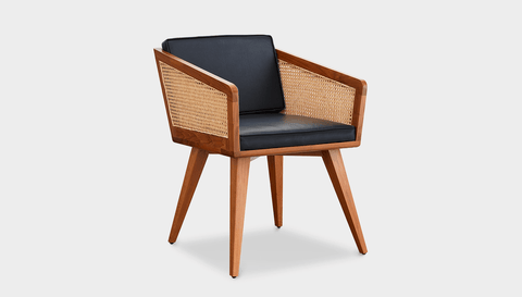 reddie-raw lounge chair 57W x 58D x 76H *cm / Wood Teak~Natural / Leather~Black Jay Rattan Chair