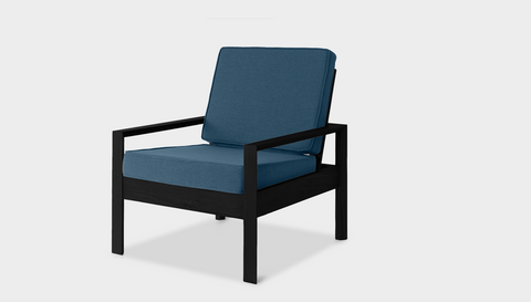 reddie-raw lounge chair 74W x 78D x 75H *cm / Wood Teak~Black / Fabric~Vienna Bluejay Suzy Lounge Chair