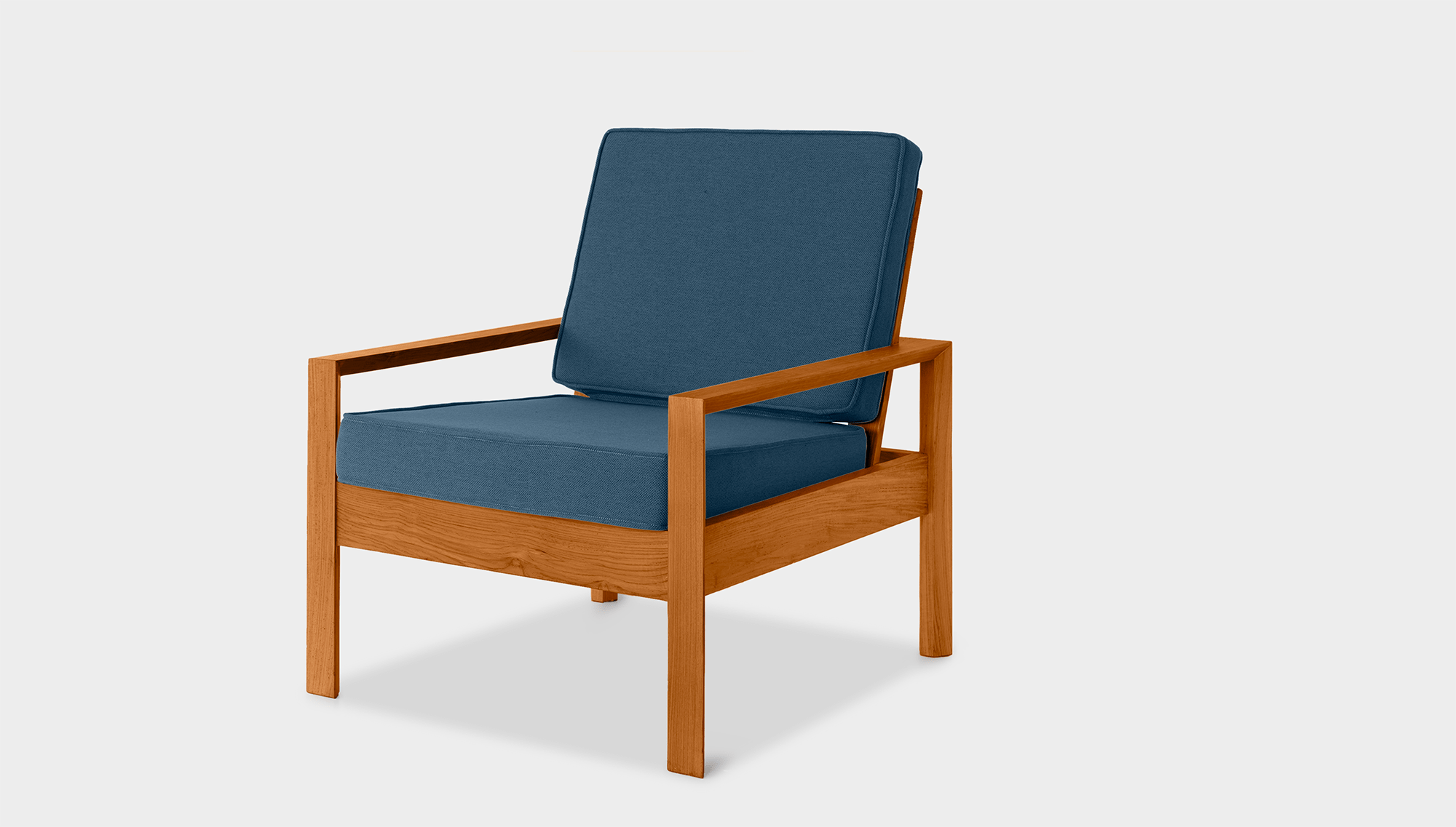 reddie-raw lounge chair 74W x 78D x 75H *cm / Wood Teak~Natural / Fabric~Vienna Bluejay Suzy Lounge Chair