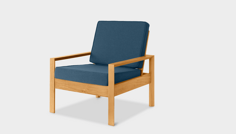 reddie-raw lounge chair 74W x 78D x 75H *cm / Wood Teak~Oak / Fabric~Vienna Bluejay Suzy Lounge Chair