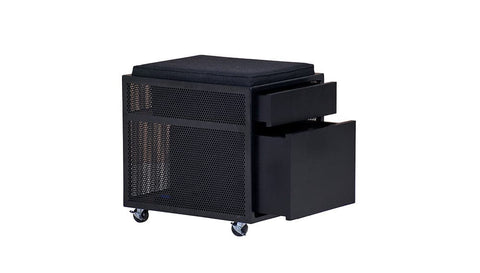 reddie-raw mobile storage 40W x 50D x 50H *cm / Fabric~Charcoal / Metal~Black NCW Desk Drawer Pedestal with Cushion*