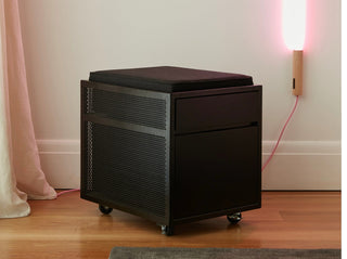 reddie-raw mobile storage 40W x 50D x 50H *cm / Fabric~Charcoal / Metal~Black NCW Desk Drawer Pedestal with Cushion*