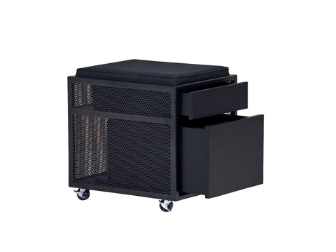 reddie-raw mobile storage 40W x 50D x 50H *cm / Fabric~Charcoal / Metal~Black NCW Desk Drawer Pedestal with Cushion*