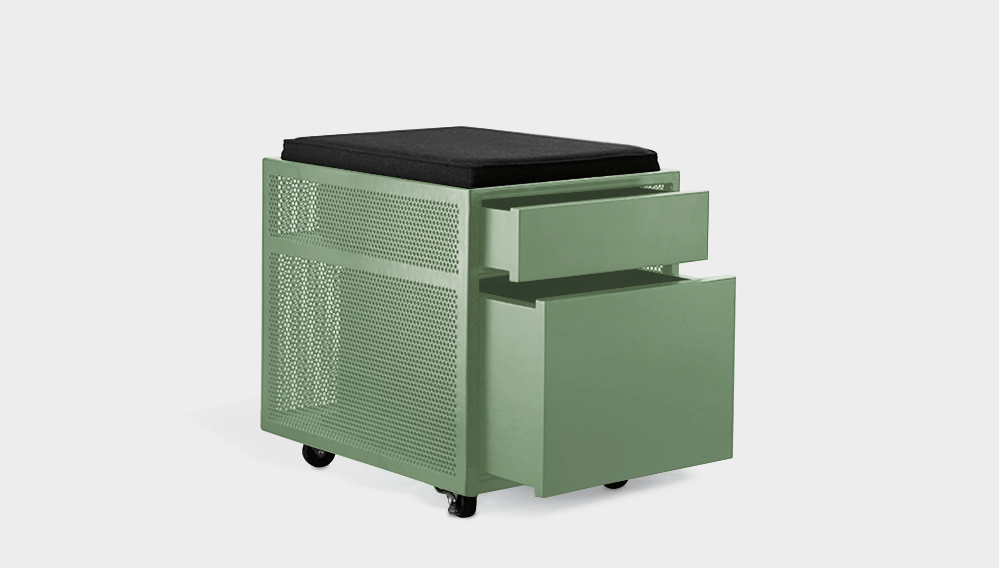 reddie-raw mobile storage 40W x 50D x 50H *cm / Fabric~Charcoal / Metal~Mint NCW Desk Drawer Pedestal with Cushion