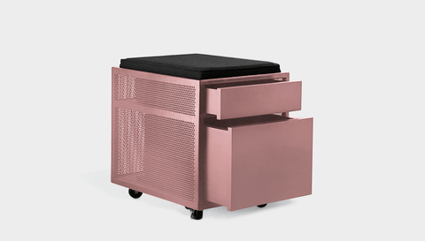 reddie-raw mobile storage 40W x 50D x 50H *cm / Fabric~Charcoal / Metal~Pink NCW Desk Drawer Pedestal with Cushion