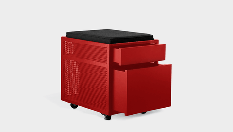 reddie-raw mobile storage 40W x 50D x 50H *cm / Fabric~Charcoal / Metal~Red NCW Desk Drawer Pedestal with Cushion