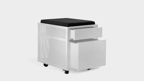 reddie-raw mobile storage 40W x 50D x 50H *cm / Fabric~Charcoal / Metal~White NCW Desk Drawer Pedestal with Cushion