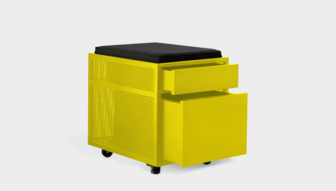 reddie-raw mobile storage 40W x 50D x 50H *cm / Fabric~Charcoal / Metal~Yellow NCW Desk Drawer Pedestal with Cushion