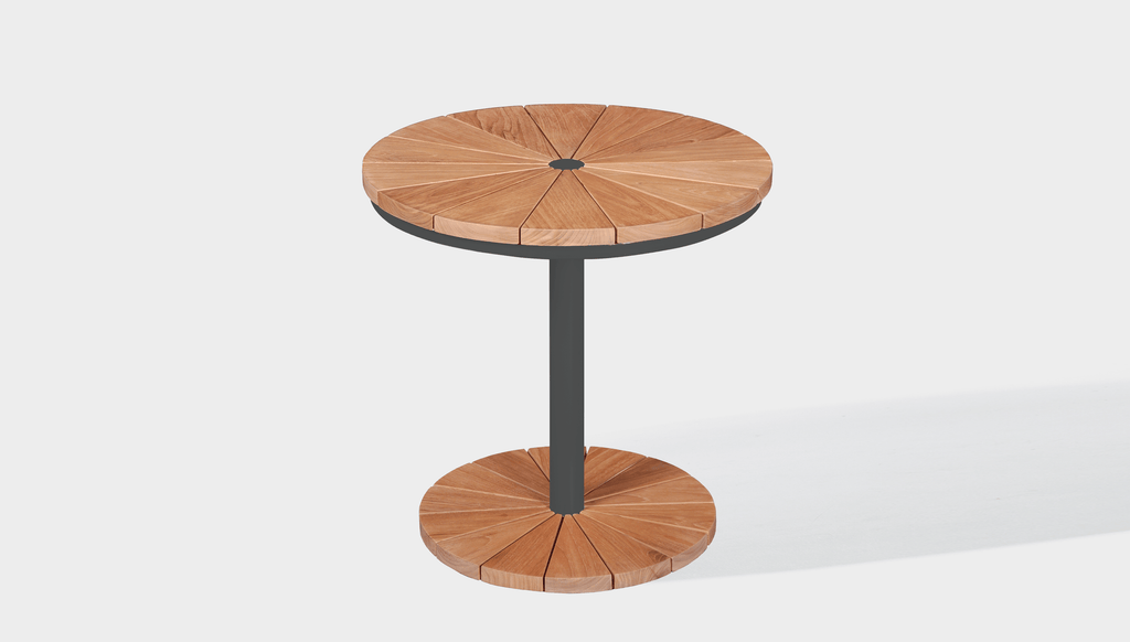 reddie-raw outdoor coffee table ( 60dia x 45 H) *cm / Wood Teak~Natural / Metal~Black Bob Outdoor Pedestal Coffee Table