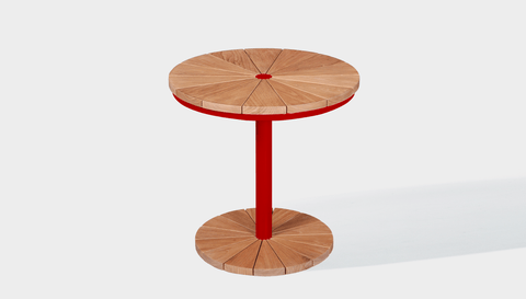 reddie-raw outdoor coffee table ( 60dia x 45 H) *cm / Wood Teak~Natural / Metal~Red Bob Outdoor Pedestal Coffee Table