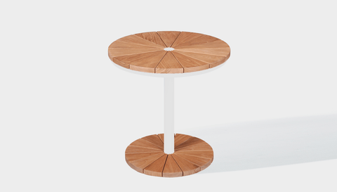 reddie-raw outdoor coffee table ( 60dia x 45 H) *cm / Wood Teak~Natural / Metal~White Bob Outdoor Pedestal Coffee Table