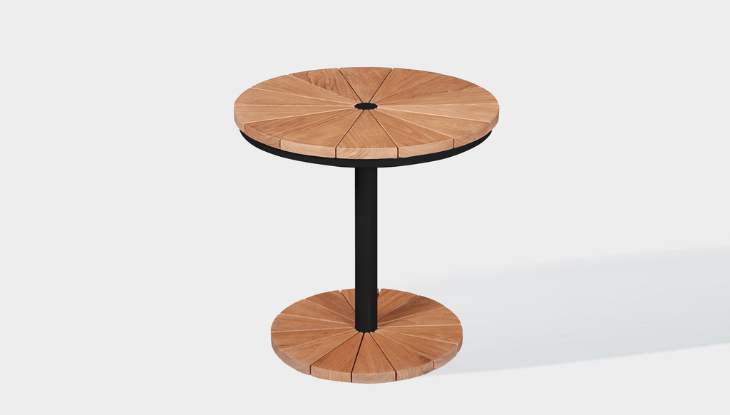 reddie-raw outdoor coffee table ( 90dia x 45 H) *cm / Wood Teak~Natural / Metal~Black Bob Outdoor Pedestal Coffee Table