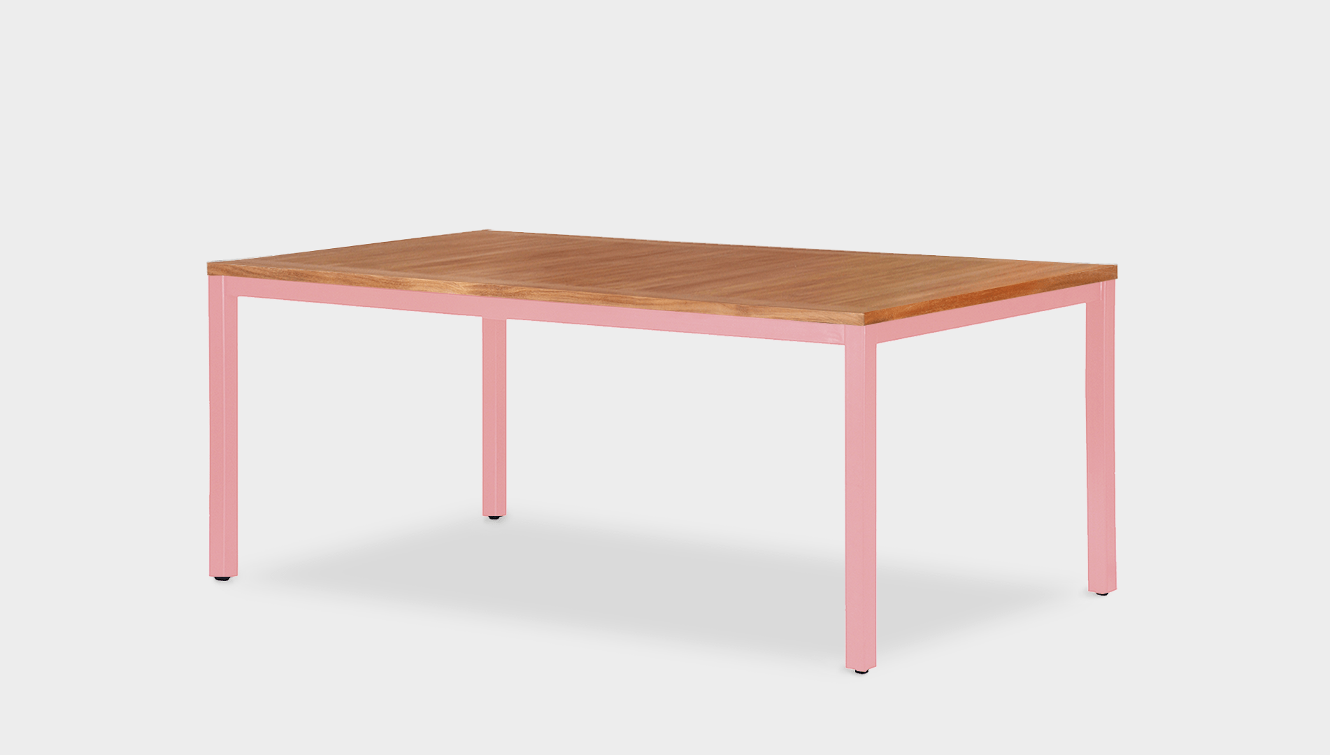 reddie-raw outdoor dining table rectangle 240W x 100D x 75H H *cm / Wood Teak~Natural / Metal~Pink Bob Outdoor Table