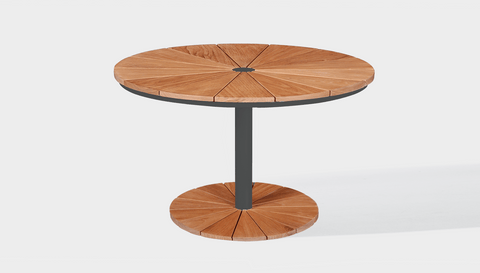 reddie-raw outdoor dining table round 120dia x 75H *cm / Wood Teak~Natural / Metal~Grey Bob Outdoor Pedestal Table