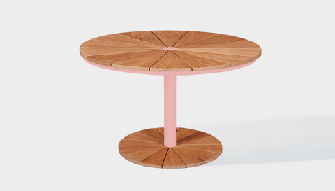 reddie-raw outdoor dining table round 60dia x 75H *cm / Wood Teak~Natural / Metal~Pink Bob Outdoor Pedestal Table