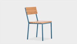 reddie-raw outdoor seating 42W x 50D x 80H  *cm / Wood Teak~Natural / Metal~Blue Suzy Outdoor Stackable Dining Chair