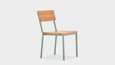 reddie-raw outdoor seating 42W x 50D x 80H  *cm / Wood Teak~Natural / Metal~Mint Suzy Outdoor Stackable Dining Chair