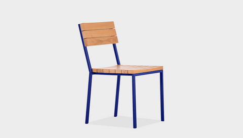 reddie-raw outdoor seating 42W x 50D x 80H  *cm / Wood Teak~Natural / Metal~Navy Suzy Outdoor Stackable Dining Chair