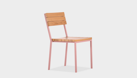 reddie-raw outdoor seating 42W x 50D x 80H  *cm / Wood Teak~Natural / Metal~Pink Suzy Outdoor Stackable Dining Chair