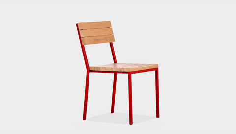 reddie-raw outdoor seating 42W x 50D x 80H  *cm / Wood Teak~Natural / Metal~Red Suzy Outdoor Stackable Dining Chair