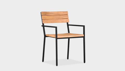 reddie-raw outdoor seating 52W x 50D x 80H *cm / Wood Teak~Natural / Metal~Black Suzy Outdoor Dining Chair with armrest