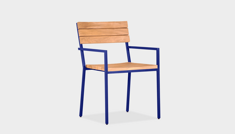 reddie-raw outdoor seating 52W x 50D x 80H *cm / Wood Teak~Natural / Metal~Navy Suzy Outdoor Dining Chair with armrest