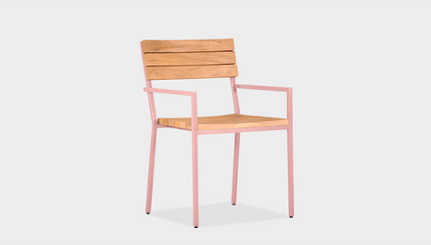 reddie-raw outdoor seating 52W x 50D x 80H *cm / Wood Teak~Natural / Metal~Pink Suzy Outdoor Dining Chair with armrest
