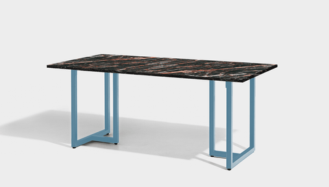 reddie-raw rectangular 160L x 90D x 75H *cm / Stone~Black Veined Marble / Metal~Blue Suzy Table- Marble