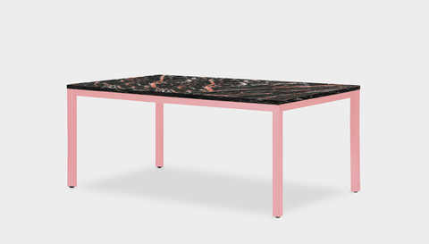 reddie-raw rectangular 160L x 90D x 75H *cm / Stone~Black Veined Marble / Metal~Pink Bob Table - Marble