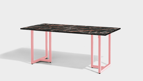 reddie-raw rectangular 160L x 90D x 75H *cm / Stone~Black Veined Marble / Metal~Pink Suzy Table- Marble