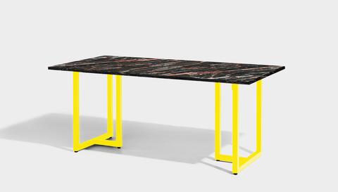 reddie-raw rectangular 160L x 90D x 75H *cm / Stone~Black Veined Marble / Metal~Yellow Suzy Table- Marble