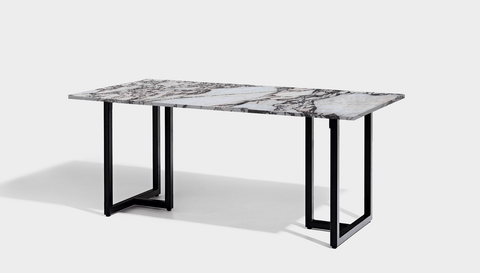 reddie-raw rectangular 160L x 90D x 75H *cm / Stone~Calacatta Viola / Metal~Black Suzy Table- Marble