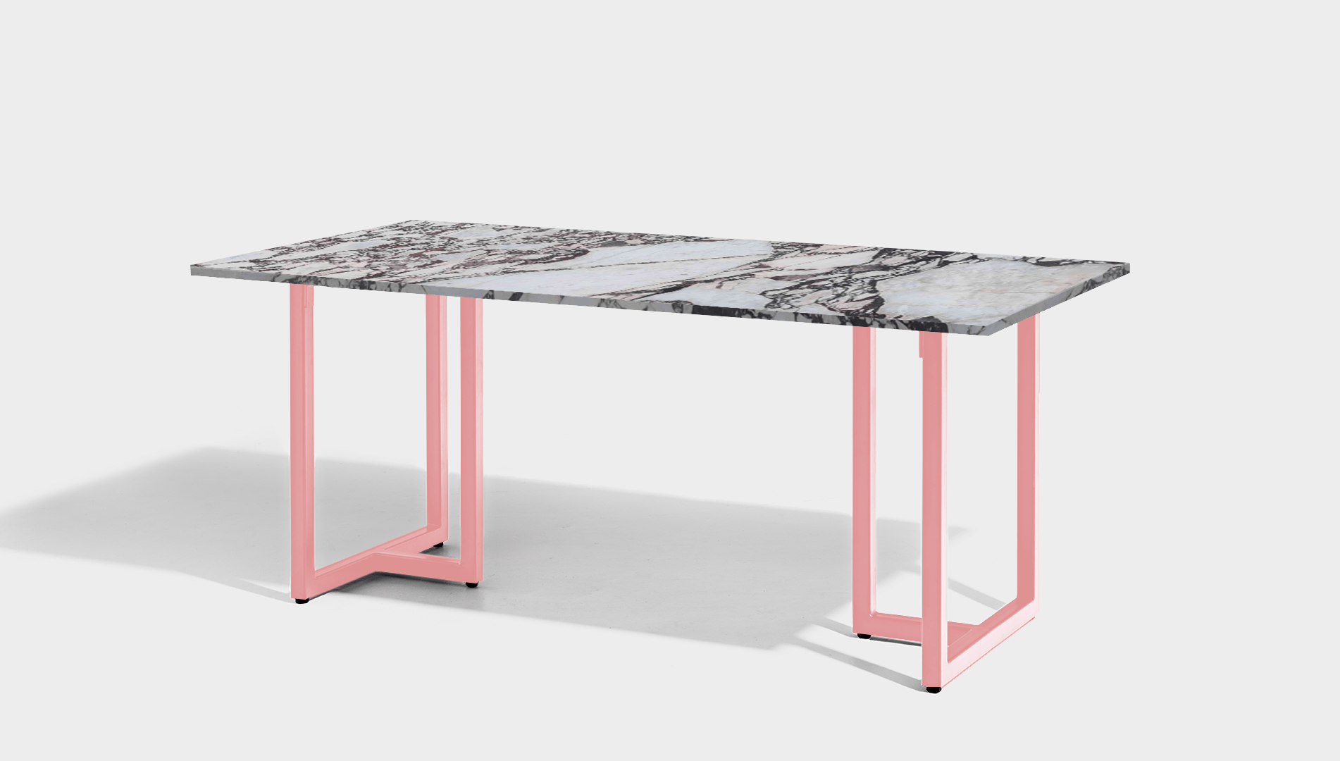 reddie-raw rectangular 160L x 90D x 75H *cm / Stone~Calacatta Viola / Metal~Pink Suzy Table- Marble