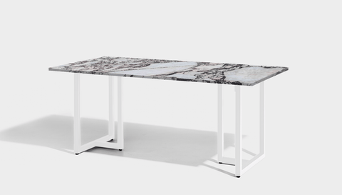 reddie-raw rectangular 160L x 90D x 75H *cm / Stone~Calacatta Viola / Metal~White Suzy Table- Marble