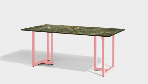 reddie-raw rectangular 160L x 90D x 75H *cm / Stone~Forest Green / Metal~Pink Suzy Table- Marble