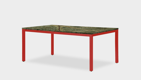 reddie-raw rectangular 160L x 90D x 75H *cm / Stone~Forest Green / Metal~Red Bob Table - Marble