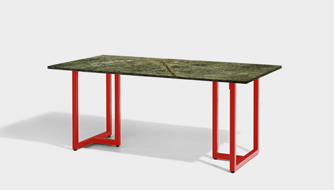 reddie-raw rectangular 160L x 90D x 75H *cm / Stone~Forest Green / Metal~Red Suzy Table- Marble