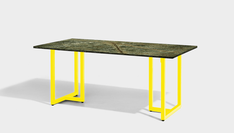 reddie-raw rectangular 160L x 90D x 75H *cm / Stone~Forest Green / Metal~Yellow Suzy Table- Marble