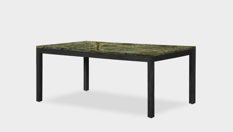 reddie-raw rectangular 160L x 90D x 75H *cm / Stone~Forest Green / Wood Teak~Black Bob Table - Marble