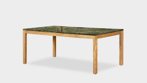 reddie-raw rectangular 160L x 90D x 75H *cm / Stone~Forest Green / Wood Teak~Oak Bob Table - Marble