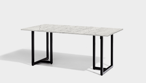 reddie-raw rectangular 160L x 90D x 75H *cm / Stone~White Veined Marble / Metal~Black Suzy Table- Marble